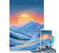 Rompecabezas de 1000 Piezas Atardecer en la montaña Nevada para Adultos Juguete Inteligente para Toda la Familia Corte preciso Pieza de Arte (38x26cm)