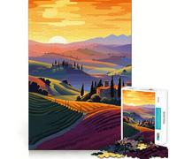 Rompecabezas de 1000 Piezas, Atardecer en la Toscana, Arte Italiano, Juguete de Corte Premium para ejercitar la Mente, diversión y Paz, Regalo de cumpleaños (38x26cm)