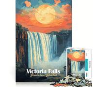 Rompecabezas de 1000 Piezas Atardecer en Las Cataratas Victoria para Adultos Juego de Habilidad Mental Corte láser para un Ajuste Actividad gratificante para días lluviosos (38x52cm)