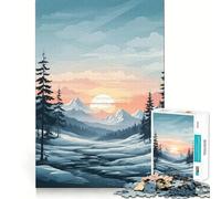 Rompecabezas de 1000 Piezas Atardecer en Las montañas Nevadas para Adultos Mejora la Memoria Alegría Familiar Diseño para armar Elige tu Deseo de Papá Noel 50x75cm