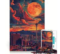Rompecabezas de 1000 Piezas Atardecer en Las Vegas, Nevada para Adultos Juguete de lógica Mental Alivia la tensión Corte Firme 38x52cm