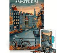 Rompecabezas de 1000 Piezas Atardecer en los Canales de Ámsterdam - Juego Mental Divertido - Diseño de Ajuste Huecos - Regalo Ideal para reuniones Familiares (38x26cm)