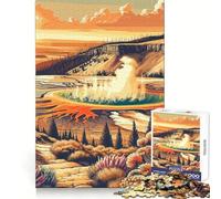 Rompecabezas de 1000 Piezas Atardecer en los géiseres de Yellowstone para Adultos Pensamiento estratégico Momentos de Ocio agradables Diseño Limpio Regalo de Invierno (38x26cm)