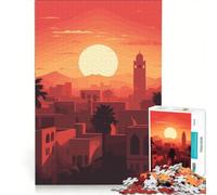 Rompecabezas de 1000 Piezas Atardecer en Marrakech Juego Familiar Montaje de Patrones con Piezas de Formas aleatorias Que encajan Perfectamente 50x75cm