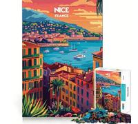 Rompecabezas de 1000 Piezas Atardecer en Niza para Adultos y Adolescentes Ideal para Mejorar la Memoria, Relajarse y Disfrutar de un diseño nítido Un Regalo Encantador 38x26cm