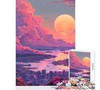 Rompecabezas de 1000 Piezas: Atardecer en Oslo Noruega Juguete Decorativo para Pared Juego Familiar con póster a Juego y Hoja de Trivia Tamaño 38x52cm