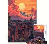 Rompecabezas de 1000 Piezas Atardecer en Oxford, Reino Unido para Adultos Juguete de lógica para Jugar en Interiores Corte de precisión Regalo Ideal 38x52cm