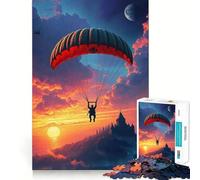 Rompecabezas de 1000 Piezas Atardecer en Parapente sobre un Castillo para Adultos Juguete de lógica, Divertido y Relajante Diseño para armar Regalo Ideal para Navidad (38x26cm)