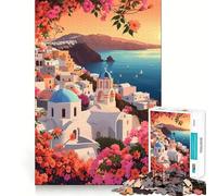 Rompecabezas de 1000 Piezas Atardecer en Santorini para Adolescentes Juguete para desarrollar la lógica, Ligero y Relajante Corte preciso Regalo clásico 50x75cm