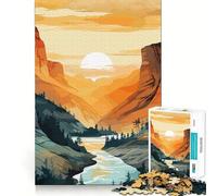 Rompecabezas de 1000 Piezas Atardecer en un cañón Tranquilo Junto al río Diseño de Corte preciso Ideal para desarrollar la lógica,el Pensamiento,el Juego y la Tranquilidad (50x75cm)