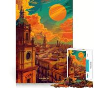 Rompecabezas de 1000 Piezas Atardecer en Valencia, España para Adolescentes Juguete para aliviar el estrés Diseño artístico y fácil de Usar 50x75cm