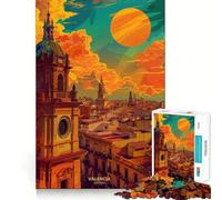 Rompecabezas de 1000 Piezas Atardecer en Valencia, España para Adolescentes Juguete para aliviar el estrés Diseño artístico y fácil de Usar 38x26cm