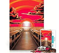 Rompecabezas de 1000 Piezas Atardecer Sereno en el Muelle para Adultos Mejora la Memoria y Alivia la ansiedad Decoración de Pared con Bordes Afilados (50x75cm)