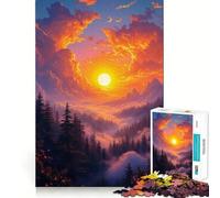 Rompecabezas de 1000 Piezas Atardecer sobre Bosque brumoso para Adolescentes Ideal para ejercitar la Memoria, Relajarse y divertirse Diseño y Montaje Una cálida Sorpresa 50x75cm