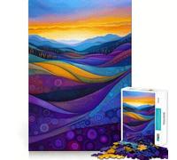 Rompecabezas de 1000 Piezas Atardecer sobre colinas abstractas para Adolescentes Juguete de lógica Fuerte para Relajarse Bordes definidos Sorpresa de cumpleaños 38x52cm