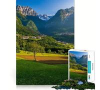 Rompecabezas de 1000 Piezas Atardecer sobre un Pueblo Alpino para Adultos Rompecabezas de Memoria Disfrute del Montaje Lento de la Imagen Regalo Creativo 38x52cm