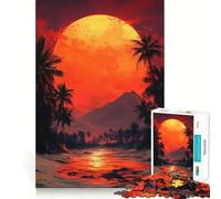 Rompecabezas de 1000 Piezas Atardecer Tropical con Palmeras Juguete de Corte Premium para ejercitar la Mente Tiempo de diversión y Paz Regalo Ideal para cumpleaños (38x52cm)