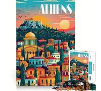 Rompecabezas de 1000 Piezas Atenas al Atardecer,decoración Limpia y Funcional,Juego de Habilidad Mental,Momento Acogedor,decoración navideña para la Pared (38x26cm)