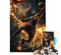 Rompecabezas de 1000 Piezas Aterrizaje de Baloncesto ardiente Ayuda a ejercitar el Cerebro Decoración del hogar Juego Familiar para Mayores de 14 años Juego de Rompecabezas ofrecido (38x52cm)
