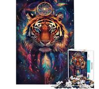 Rompecabezas de 1000 Piezas Atrapasueños de Tigre para Adultos Corte de precisión Lista de Deseos con Papá Noel Juego de ingenio para Toda la Familia 38x52cm