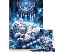 Rompecabezas de 1000 Piezas Atrapasueños Tigre Blanco Durmiente para Adolescentes Ideal para Recordar, Mejorar la Calma Mental y Crear Arte nítido y Coleccionable 38x52cm