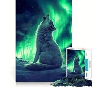 Rompecabezas de 1000 Piezas Aullido de Lobo en la Aurora Boreal para Adultos Juego de Memoria y concentración Diseño Compacto Disfrutar en Familia (50x75cm)