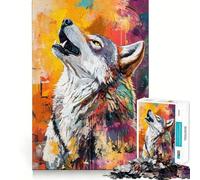 Rompecabezas de 1000 Piezas Aullido de Lobo para Adultos,Juguete para Resolver Problemas,de Calidad Profesional,para Recortar y para Relajarse en Grupo (50x75cm)