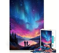 Rompecabezas de 1000 Piezas Aurora Arcoíris sobre el Lago para Adolescentes Mejora la Memoria Suave y Relajante Corte Premium Sorpresa de cumpleaños (50x75cm)
