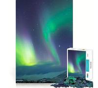 Rompecabezas de 1000 Piezas Aurora Boreal Islandia Clean Fit Decor Juego de Habilidad Mental Tiempo Acogedor para Jugar Decoración navideña para la Pared (38x26cm)