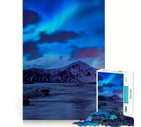 Rompecabezas de 1000 Piezas Aurora Boreal Islandia Clean Fit Decor Juego de Habilidad Mental Tiempo Acogedor para Jugar Decoración navideña para la Pared (38x52cm)