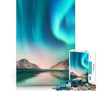 Rompecabezas de 1000 Piezas Aurora Boreal Islandia Corte Diversión Juego Inteligente Actividad Tiempo de diversión Acogedor Cumpleaños Arte Juego (50x75cm)
