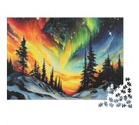 Rompecabezas de 1000 Piezas Aurora Boreal Noche Aurora Boreal Bosque Atardecer para Adultos Juegos Educativos Decoración del Hogar Difícil Desafío Cumpleaños 70x50cm