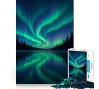 Rompecabezas de 1000 Piezas Aurora Boreal sobre Lago Congelado Corte Suave Juego Mental Regalo Tiempo de Juego Relajante Pieza de Arte Navideño (38x52cm)