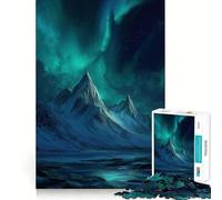 Rompecabezas de 1000 Piezas Aurora Boreal sobre montañas Nevadas Arte de Corte preciso Un desafío para la Mente Regalo Ideal para el Tiempo Divertido para el Tiempo para la Pared