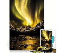 Rompecabezas de 1000 Piezas Aurora Boreal sobre montañas Nevadas Corte Diversión Juego Inteligente Actividad Tiempo de diversión Acogedor Cumpleaños Arte Juego (50x75cm)