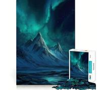 Rompecabezas de 1000 Piezas Aurora Boreal sobre Montañas Nevadas Corte Suave Juego Mental Regalo Tiempo de Juego Relajante Pieza de Arte Navideño (38x26cm)