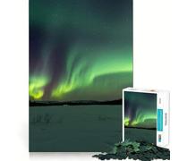 Rompecabezas de 1000 Piezas Aurora Boreal sobre Paisaje nevado Diversión precisa para unir Piezas Diversión cognitiva Juego Relajante Diversión para cumpleaños Arte y Juego (38x26cm)