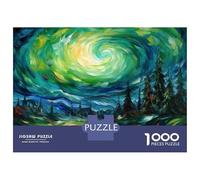 Rompecabezas De 1000 Piezas Aurora Borealis Painting Rompecabezas para Adultos Juguetes Antiestrés Regalos para Mujeres Regalos De Cumpleaños Únicos 52x38cm/1000pcs