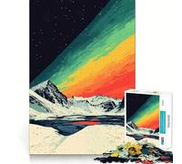 Rompecabezas de 1000 Piezas Aurora Cielo Islandia Arte Minimalista Corte Suave Juego Mental Regalo Tiempo de Juego Relajante Pieza de Arte navideña (50x75cm)