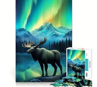Rompecabezas de 1000 Piezas Aurora Ciervo del Norte Flawless Fit Art,Actividad de Juego Inteligente,Juego Divertido para el Tiempo Libre,Regalo de cumpleaños 38x26cm