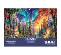 Rompecabezas de 1000 Piezas Aurora Fantasy Imposible, difícil y desafiante - Camino (Pareja de Auroras boreales) - Papel Reciclado para decoración de Paredes del hogar - 52 x 38 cm (1000 Piezas)