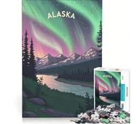 Rompecabezas de 1000 Piezas: Auroras boreales de Alaska, Juego Interactivo, Actividades Divertidas para Hacer en casa, Ideal para Decorar el Escritorio 38x52cm