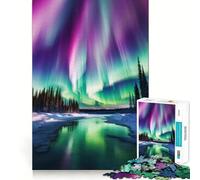 Rompecabezas de 1000 Piezas Auroras Boreales en Las Montañas para Adolescentes Juguete Que estimula la lógica y Alivia la tensión Borde de Calidad Artículo de Regalo de Papá Noel (50x75cm)