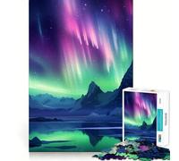 Rompecabezas de 1000 Piezas Auroras Boreales para Adolescentes, Juguete Que estimula la lógica y Alivia la tensión, con Bordes de Calidad, Ideal para Pedir un Deseo a Papá Noel (38x52cm)