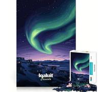 Rompecabezas de 1000 Piezas Auroras boreales sobre Iqaluit para Adolescentes Rompecabezas con Efecto Memoria, luz Relajante, Imagen para armar (50x75cm)