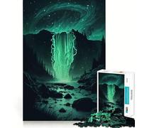 Rompecabezas de 1000 Piezas Auroras Cascada Brillante Arte de Corte Preciso,Juguete de Desafío Mental,Juego Fácil de Jugar,Regalo de Cumpleaños para Estimular la Mente 38x26cm