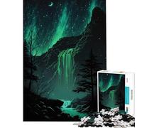 Rompecabezas de 1000 Piezas Auroras Cascada Brillante Juegos Familiares para Juego Educativo Desafío Juguete Regalo para Cumpleaños Análisis y Lógica (Tamaño 38x52cm)