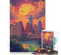Rompecabezas de 1000 Piezas Austin Texas Estados Unidos Corte Diversión Juego Inteligente Actividad Tiempo de diversión Acogedor Cumpleaños Arte Juego (38x52cm)