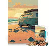 Rompecabezas de 1000 Piezas Autobús en la Playa Arte Impecable para ejercitar la Mente Juego para Descansar Arte navideño para la Pared (38x26cm)