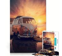 Rompecabezas de 1000 Piezas Autobús en la Playa,Bordes definidos,decoración,Juego cognitivo,Juguete,Tiempo Libre,Divertido, (50x75cm)